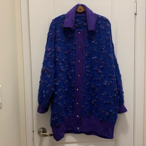 Vintage Handmade oversized reversible wool cardigan - Picture 2 of 10